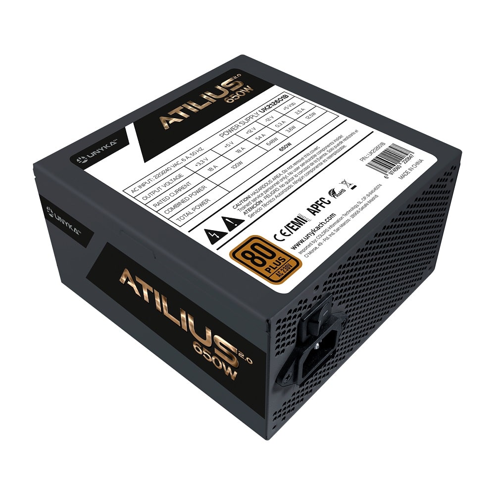 Fonte Alimentação ATX Unykach Atilius 2.0 650W APFC 80 Plus Bronze Preto