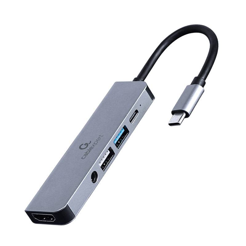 Adaptador - Docking Station 5IN1 Type-C 1*USB3.1 1*USB2.0 1* HDMI 4K 3.5Audio Type-C PD