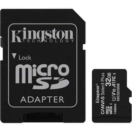 Micro SD Kingston CANVAS Select Plus 32Gb microSD HC com Adaptador Class 10 100MBs