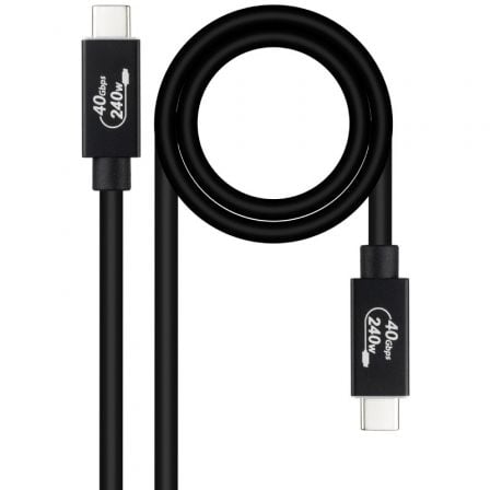 Cabo USB 4.0 Nanocable 10.01.5001 USB Tipo-C Macho - USB Tipo-C Macho até 240W 40Gbps 1m Preto