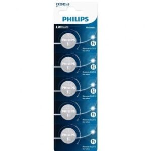 Pack de 5 Pilhas de Botão Philips CR2032P5/01B Lítio 3V