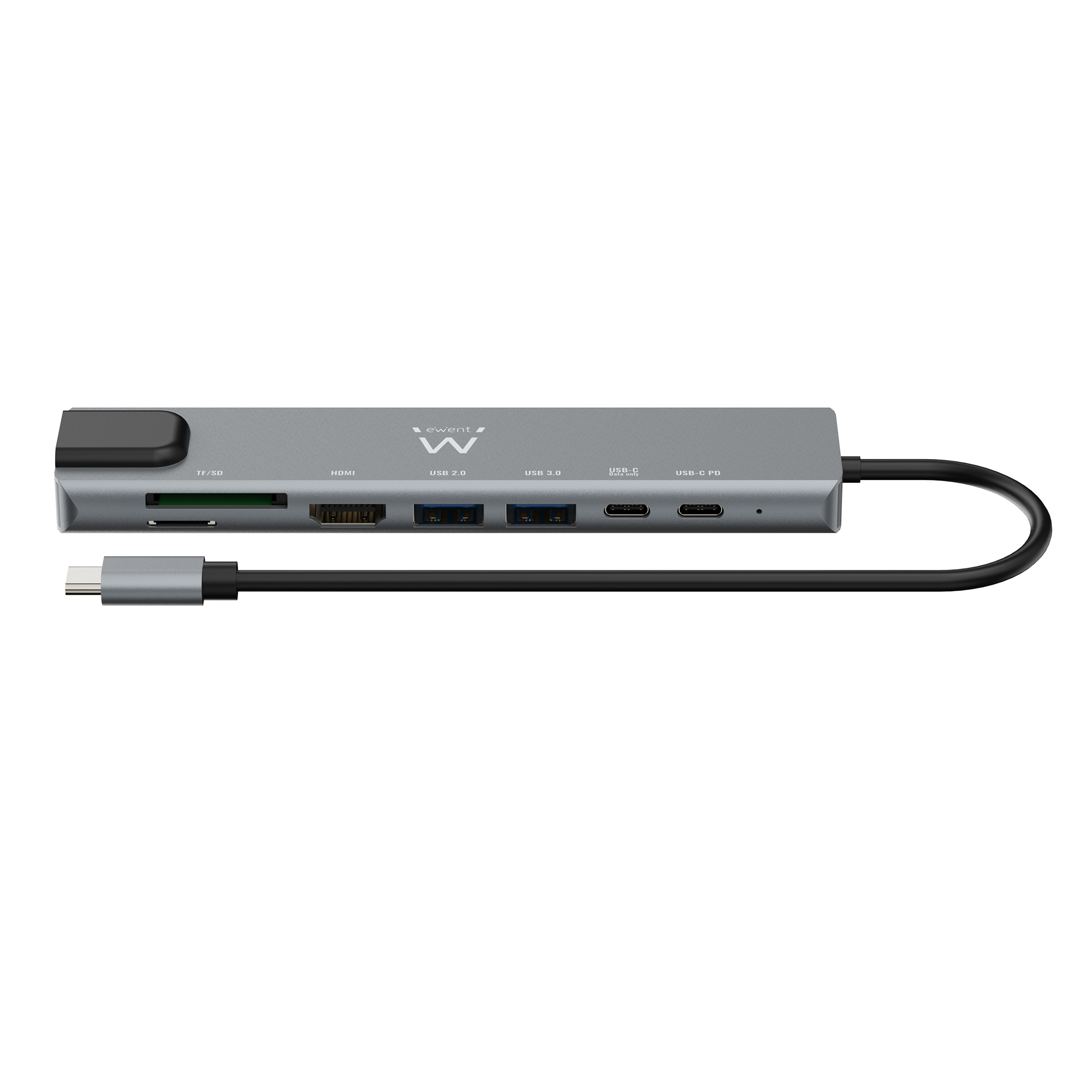 Docking Station Ewent Multiportas Usb-C 8 em 1 Hdmi 4K PD 87W 2xUSB-A LAN Leitor Cartões