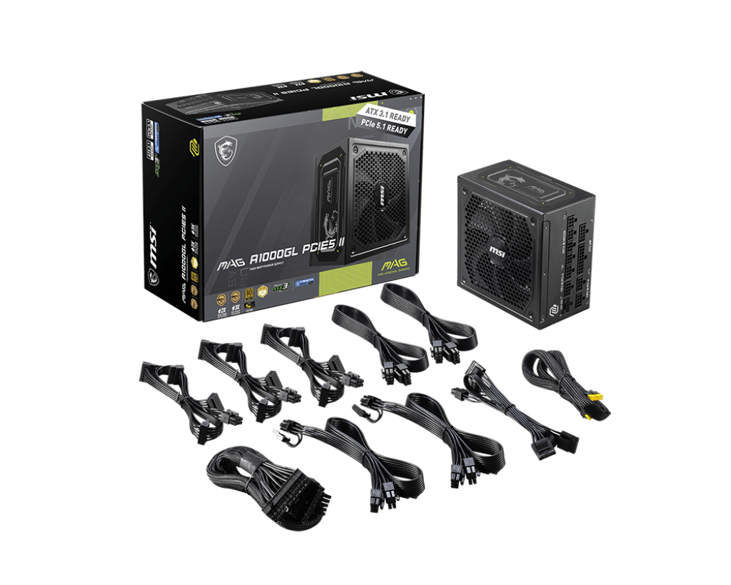 Fonte Modular MSI MAG A1000GL 1000W 80+ Gold PCIE5 II