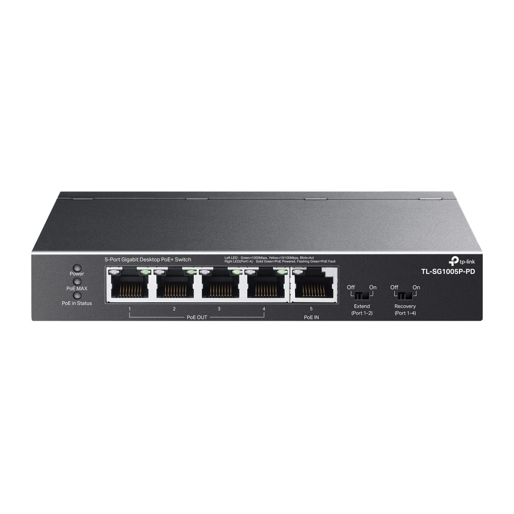 Switch TP-Link 5 Portas Gigabit PoE+ 1 Porta PoE++ 4 Portas PoE+ Out
