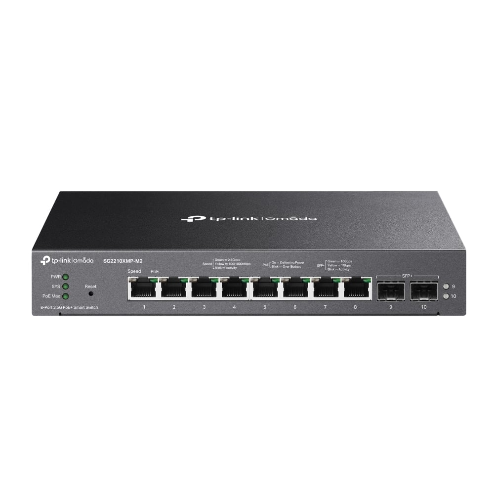 Switch TP-Link Omada 8 Portas 2.5GBASE-T e 2 Portas 10GE SFP+ Smart Switch com 8 Portas PoE+