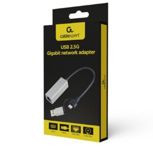 Adaptador Gembird A-USB3AC-LAN2G-01 USB3.0 e Type-C para RJ Gigabit