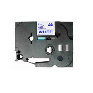 Fita Compatível Brother TZe223 Laminada Texto azul sobre fundo branco - 9mm x 8 metros