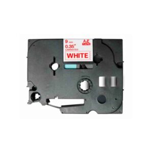 Fita Compatível Brother TZe222 Laminada Texto Vermelho em Fundo Branco 9mm x 8 metros