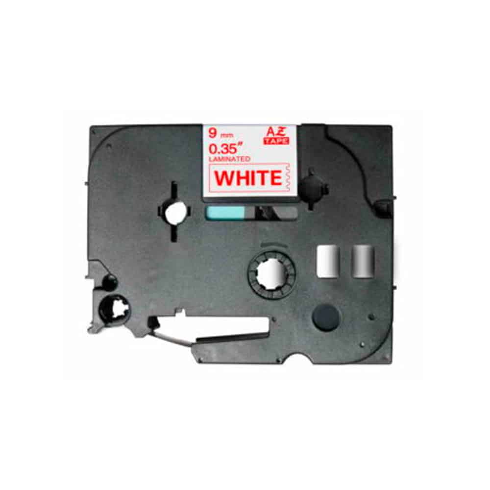 Fita Compatível Brother TZe222 Laminada Texto Vermelho em Fundo Branco 9mm x 8 metros Fita Compatível Brother TZe222 Laminada Texto Vermelho em Fundo Branco 9mm x 8 metros