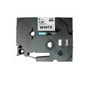 Fita Compatível Brother TZe221 Laminada Texto Preto em Fundo Branco 9mm x 8 metros