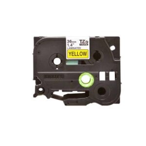Fita Original Brother TZe661 Laminada Texto Preto em Fundo Amarelo 36mm x 8 metros