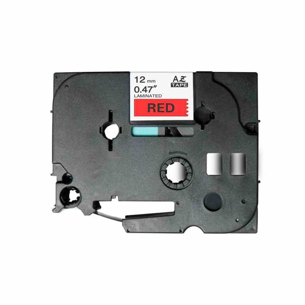 Fita Compatível Brother TZe431 Laminada Texto Preto em Fundo Vermelho 12mm x 8 metros