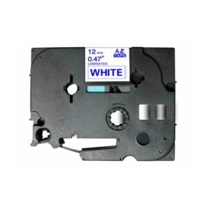 Fita Compatível Brother TZe233 Laminada Texto azul em Fundo Branco 12mm x 8 metros